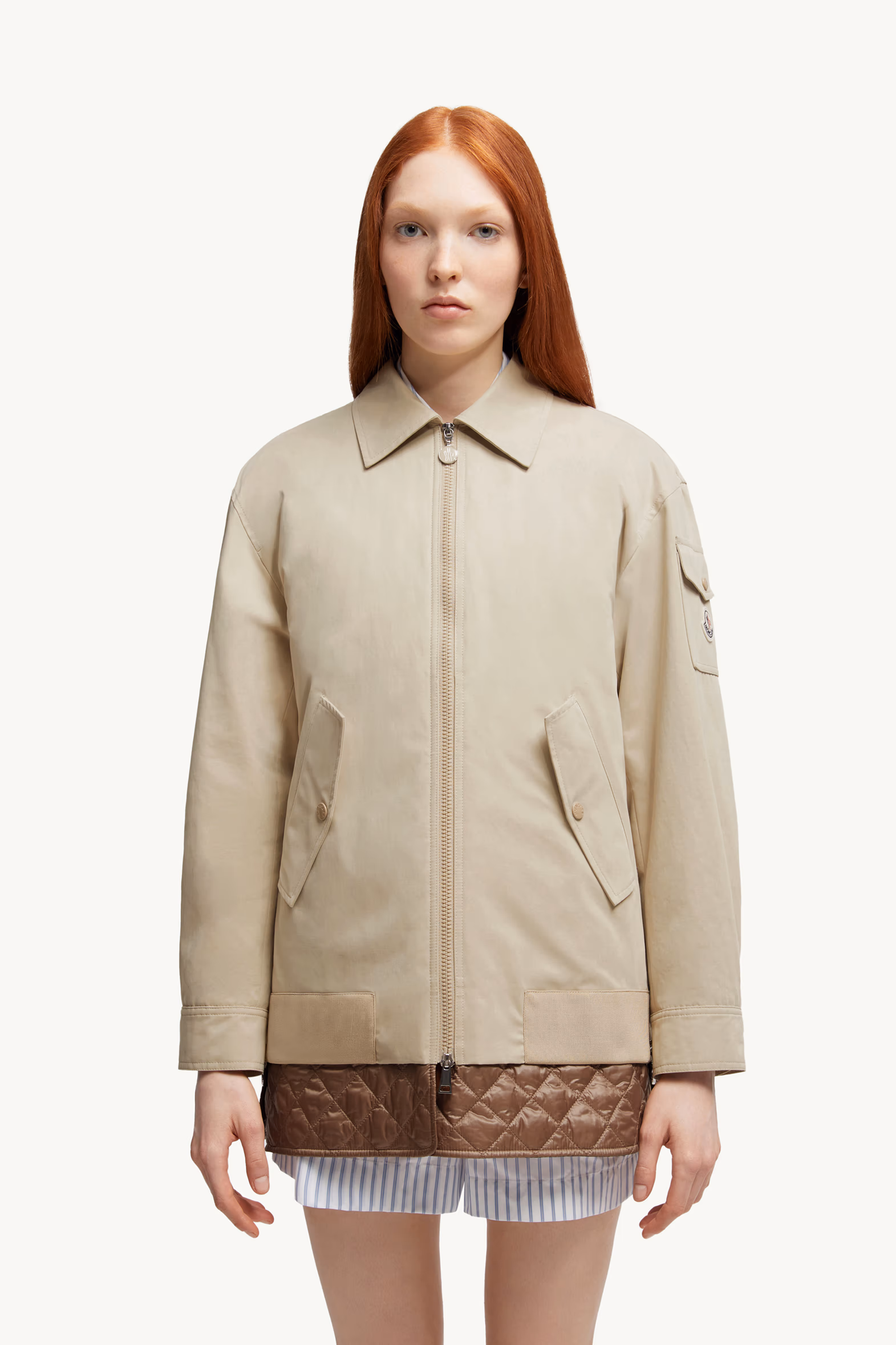 Felci Padded Shirt Jacket Women Grey Beige Moncler 3